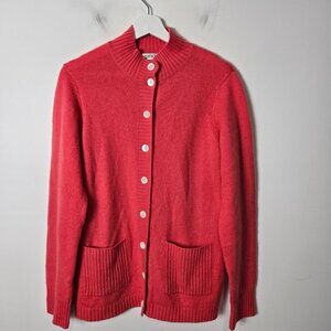 Orvis Women's Size S 100% Cashmere Brookside Button-Up Cardigan Sweater Coral